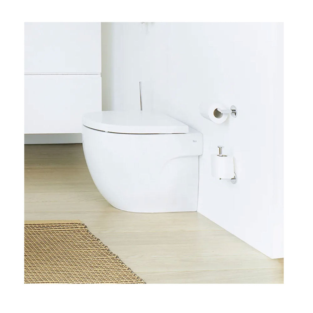 Porta rotolo da incollo della collezione 'Duo Round' by Cosmic in acciaio cromato - Versione sinistra