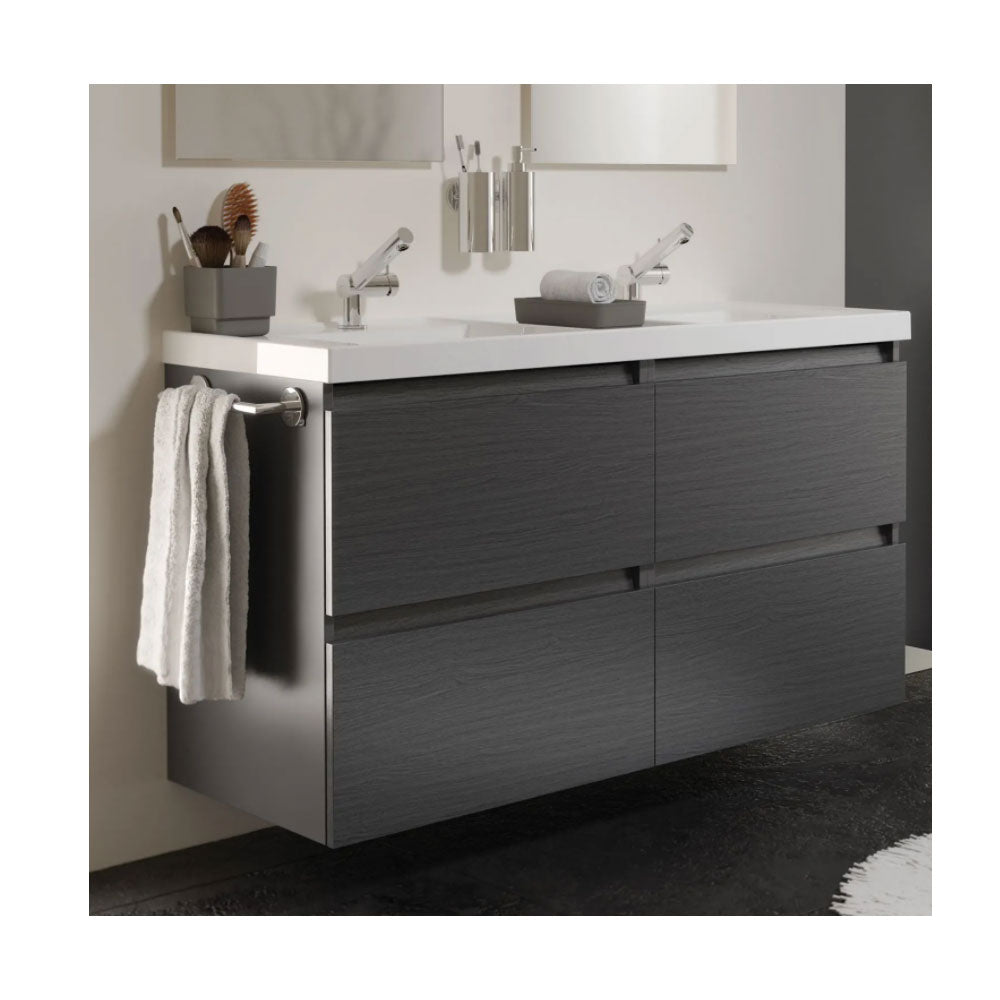 Porta asciugamani da incollo in ottone cromato della collezione 'Duo Round' by Cosmic - 30x7x5