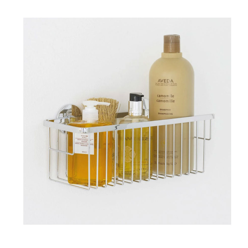 Griglia porta sapone doccia tipo cesta ad incollo - collezione 'Duo-Round' by Cosmic - in ottone cromato