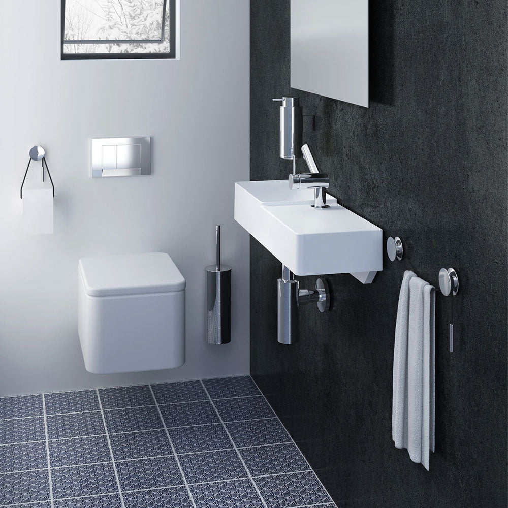 Porta asciugamani a muro in alluminio cromato della collezione 'Diabolo' by Cosmic - Corda nera