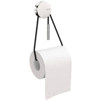 Porta rotolo a muro in alluminio cromato della collezione 'Diabolo' by Cosmic - Corda nera