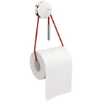 Porta rotolo a muro in alluminio cromato della collezione 'Diabolo' by Cosmic - Corda rossa