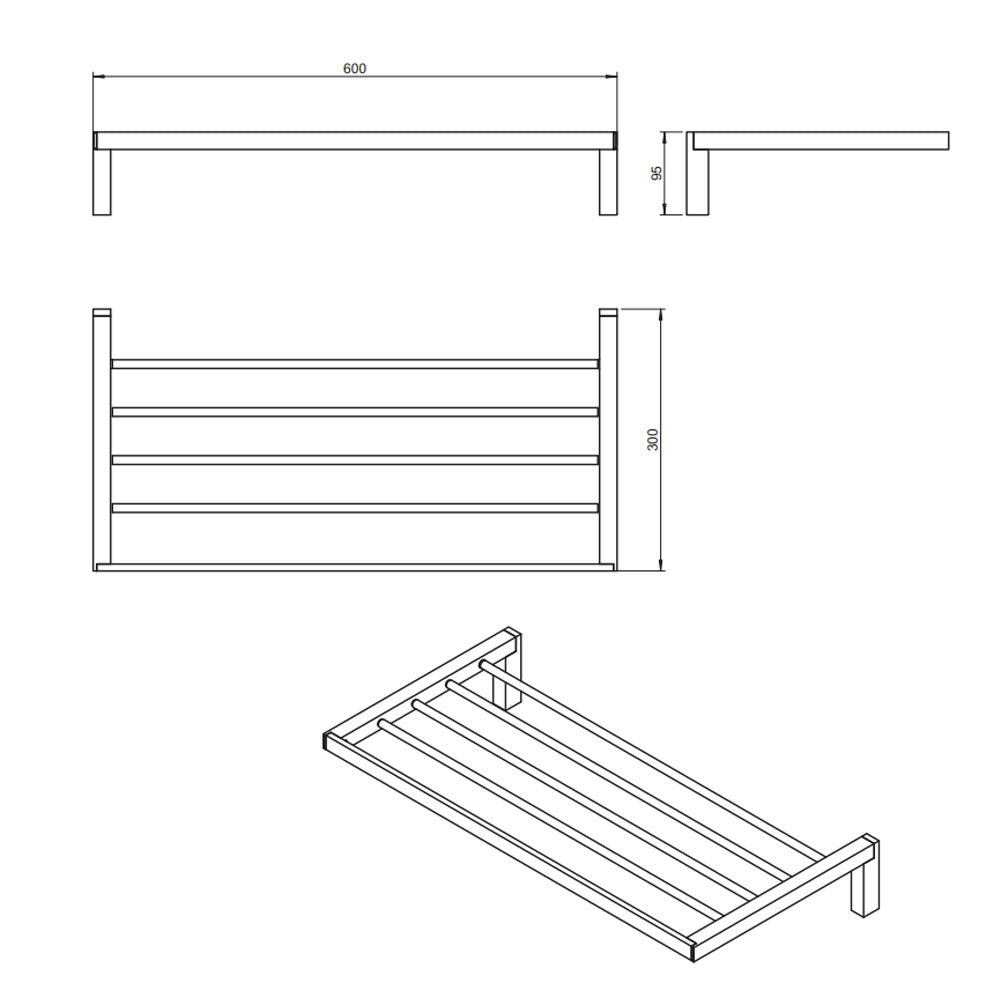 Porta asciugamani sospeso a mensola in ottone cromato della collezione 'Bath Life' by Cosmic cm 60x9