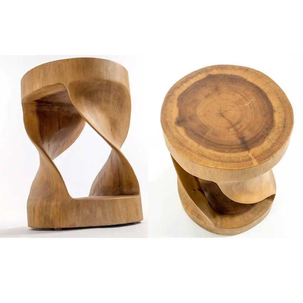 Sgabello 'Twister' in legno di Suar by Cipi  Ã˜ 34