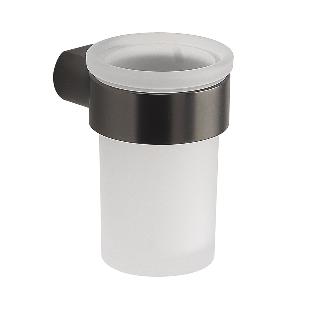 Portaspazzolini a muro in Ottone e Cromall Gedy serie Pirenei - Gun Metal