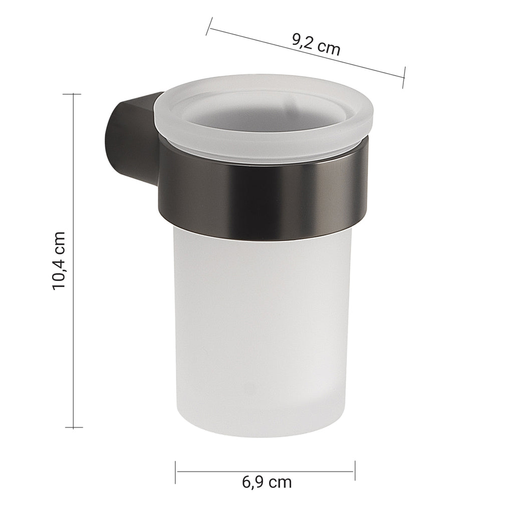 Portaspazzolini a muro in Ottone e Cromall Gedy serie Pirenei - Gun Metal