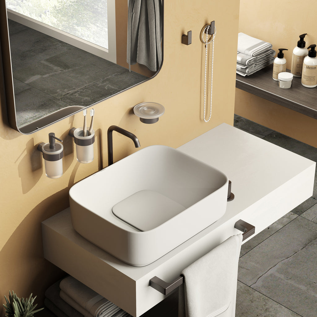 Portasapone a muro in Ottone e Cromall di Gedy serie Pirenei - Gun Metal