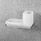 Porta bicchiere e porta sapone in ottone e vetro acidato collezione Time di Colombo Design