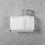 Porta bicchiere e spandisapone in ottone e vetro acidato collezione Time di Colombo Design