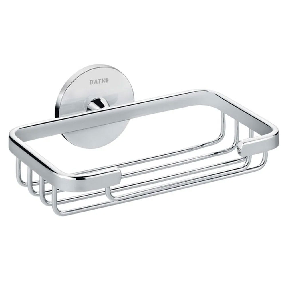 Griglia porta sapone doccia da incollo collezione 'Duo Round' by Cosmic - in ottone cromato - 15x11x5