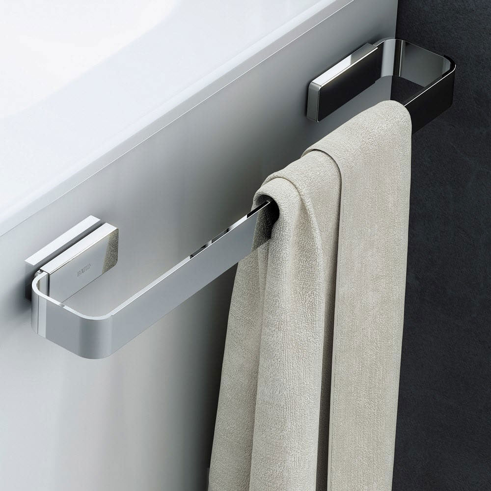 Porta asciugamano a muro in acciaio cromato della collezione 'Line' by Cosmic - cm 40x6