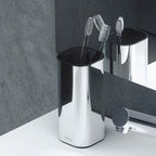 Bicchiere porta spazzolino da appoggio in acciaio cromato della collezione 'Line' by Cosmic - cm 6