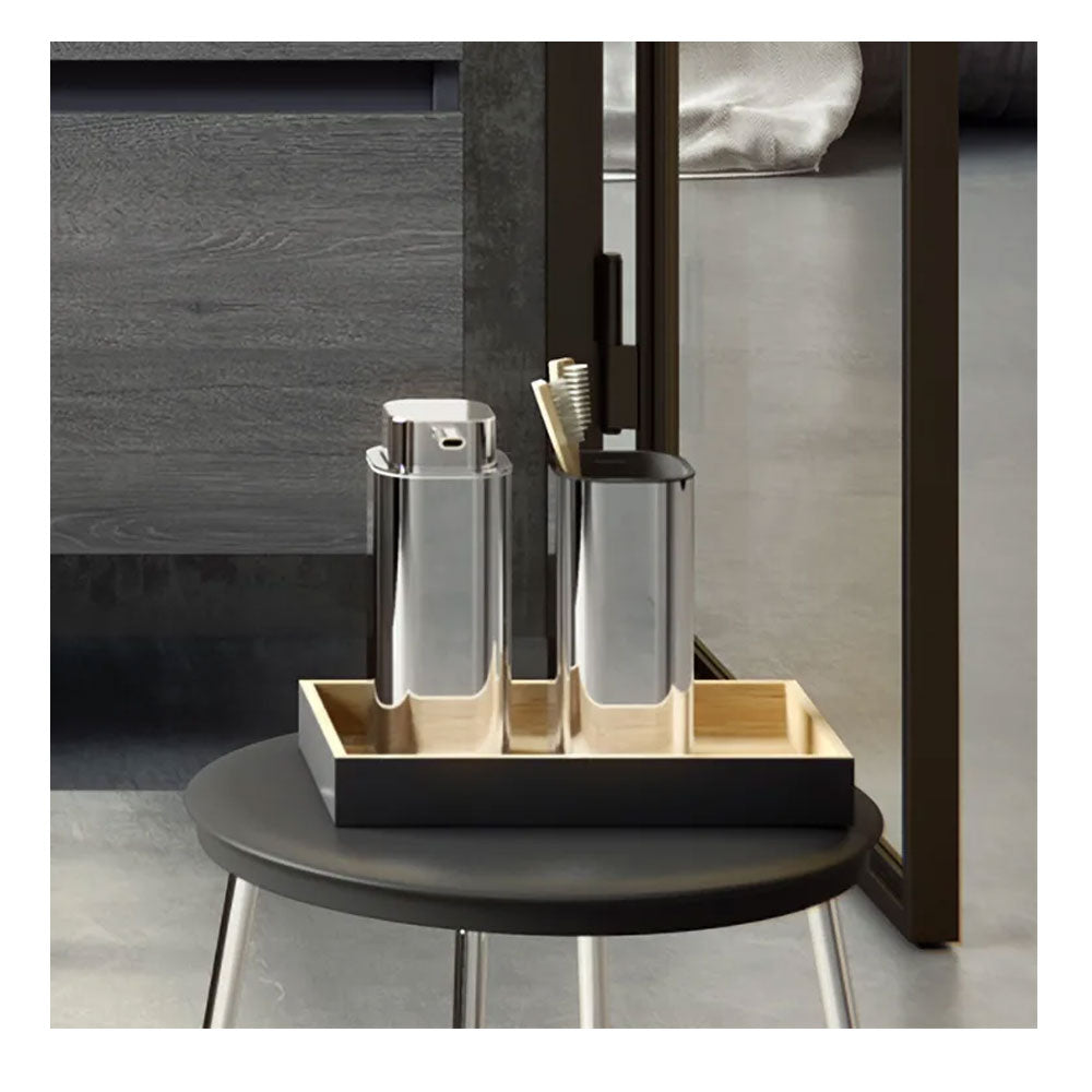 Dispenser sapone da appoggio in acciaio cromato della collezione 'Line' by Cosmic - cm 6