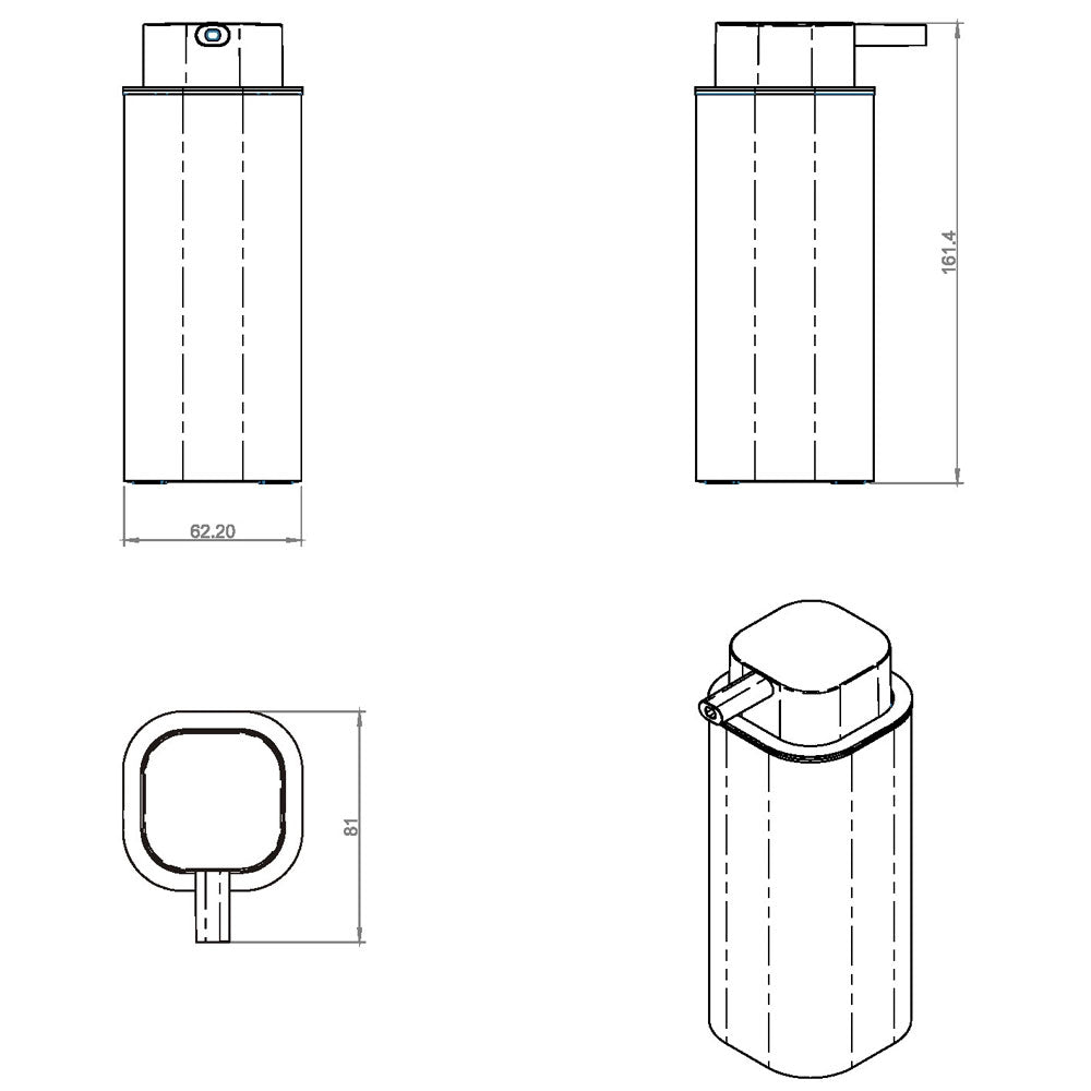 Dispenser sapone da appoggio in acciaio cromato della collezione 'Line' by Cosmic - cm 6