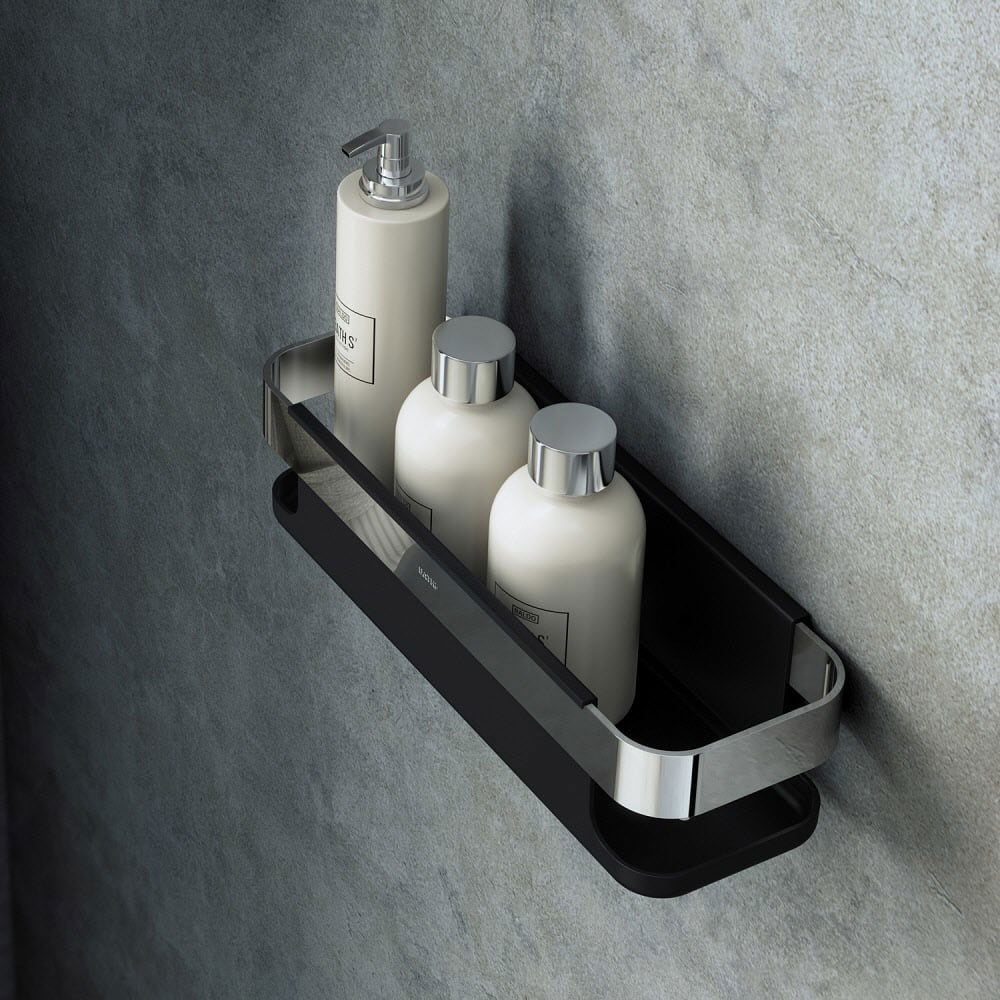 Porta sapone doccia estraibile in acciaio cromato e plastica della collezione 'Line' by Cosmic - cm 30x10