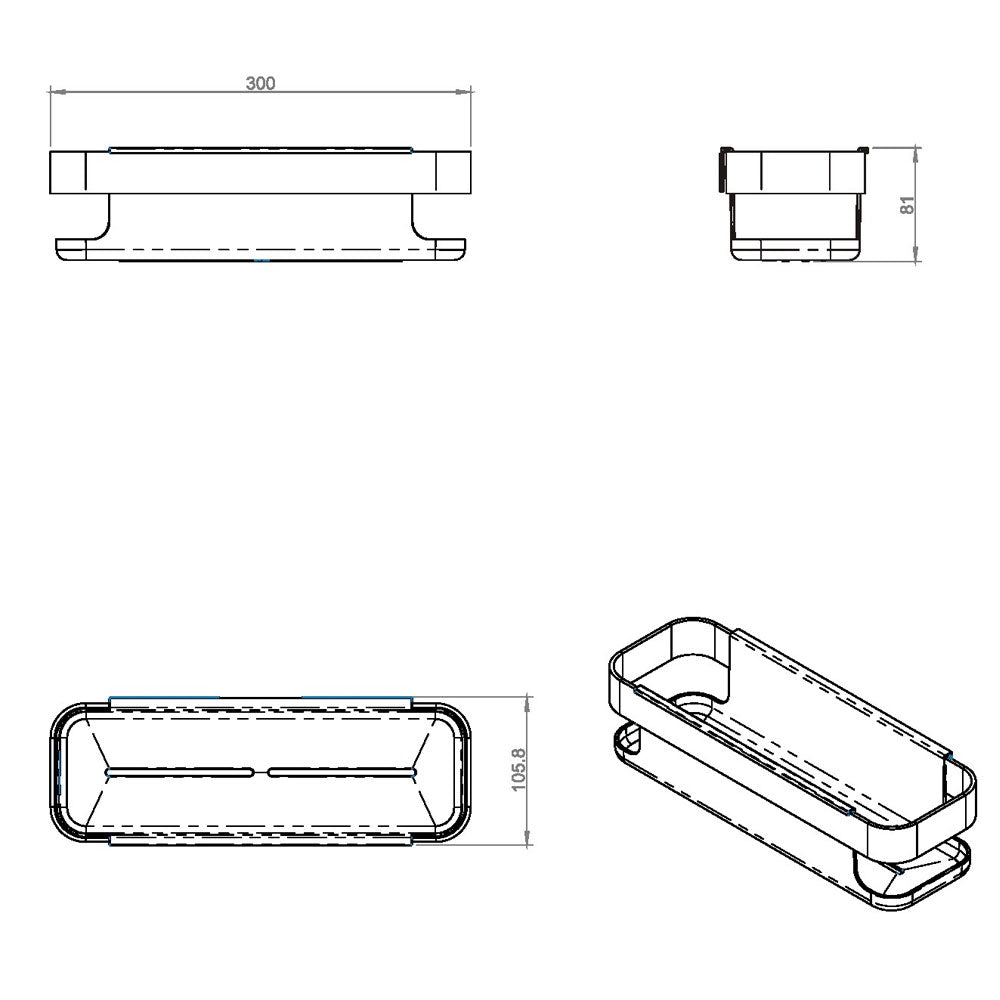 Porta sapone doccia estraibile in acciaio cromato e plastica della collezione 'Line' by Cosmic - cm 30x10