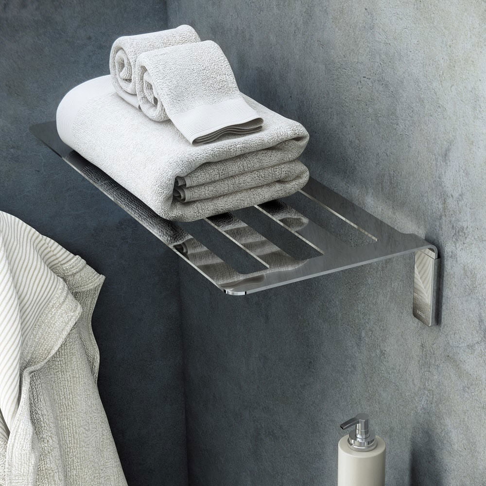 Porta asciugamani a mensola in acciaio cromato della collezione 'Line' by Cosmic - cm 50x21