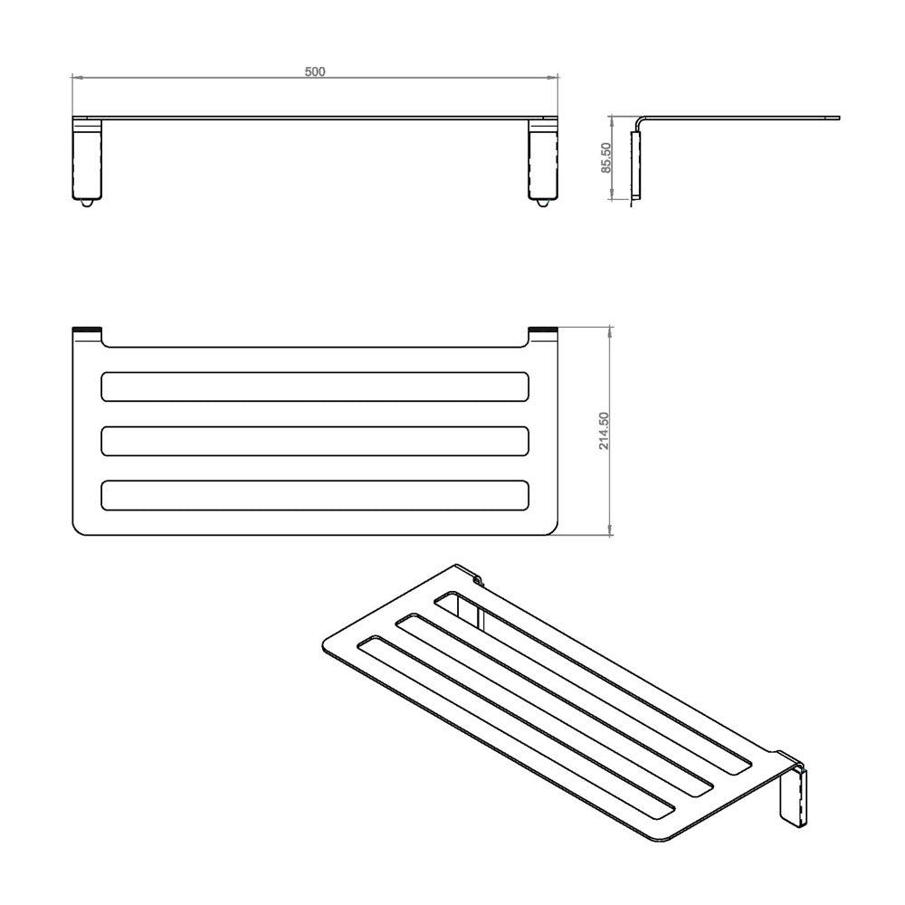 Porta asciugamani a mensola in acciaio cromato della collezione 'Line' by Cosmic - cm 50x21