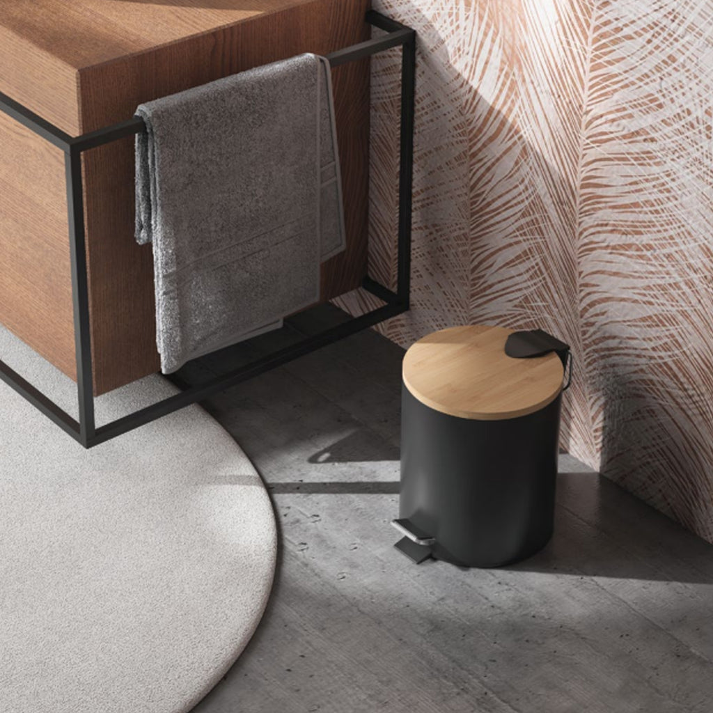 Portarifiuti Kenta 5 lt in bambÃ¹ e metallo nero