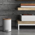 Portarifiuti Kenta 5 lt in bambÃ¹ e metallo bianco