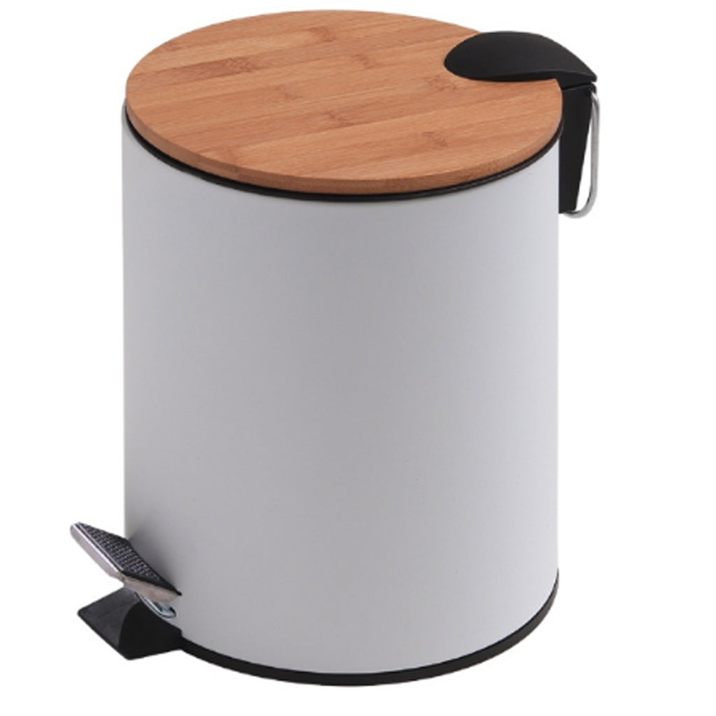 Portarifiuti Kenta 5 lt in bambÃ¹ e metallo bianco