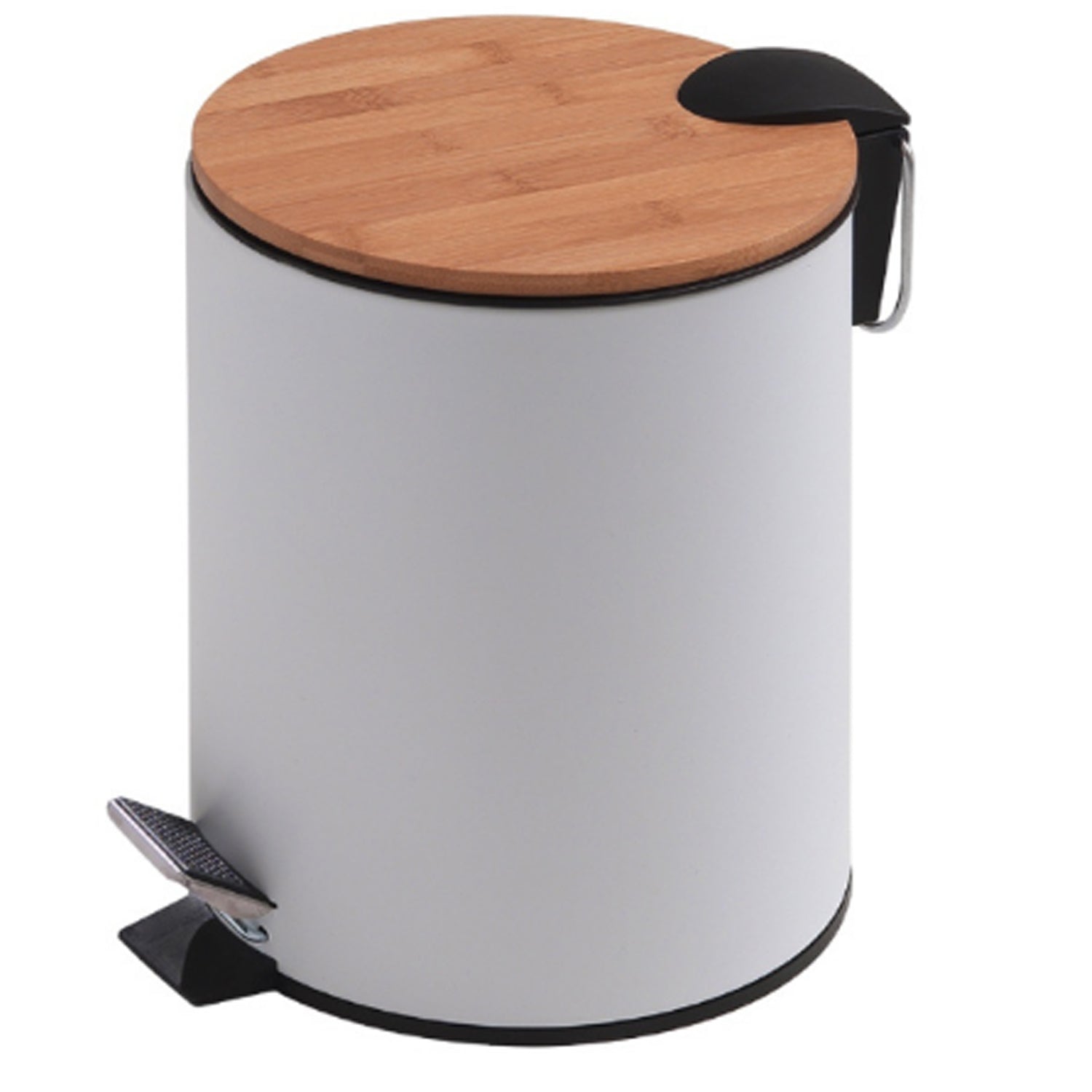 Portarifiuti Kenta 5 lt in bambÃ¹ e metallo bianco