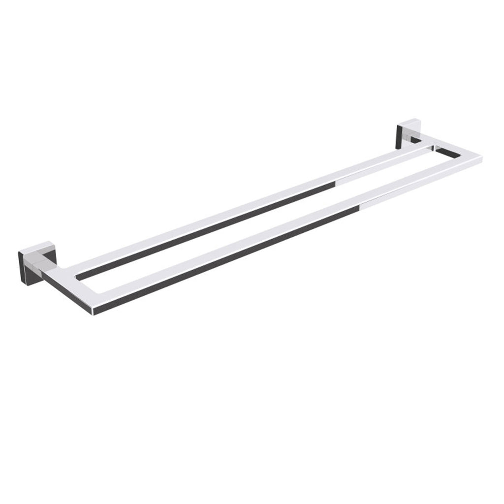 Porta asciugamani doppio in ottone da fissare a parete collezione Dado di Lineabeta - Metallo satinato 640mm