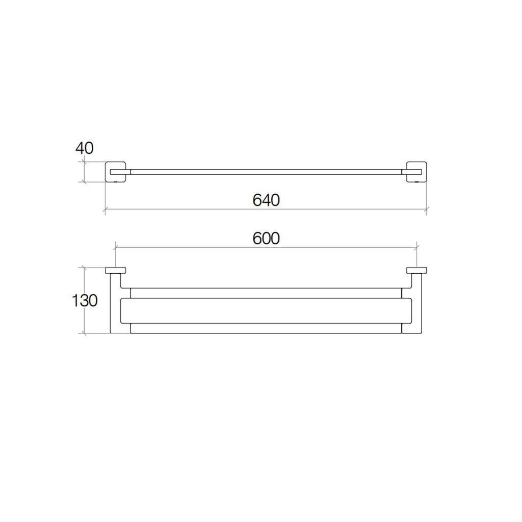 Porta asciugamani doppio in ottone da fissare a parete collezione Dado di Lineabeta - Metallo satinato 640mm