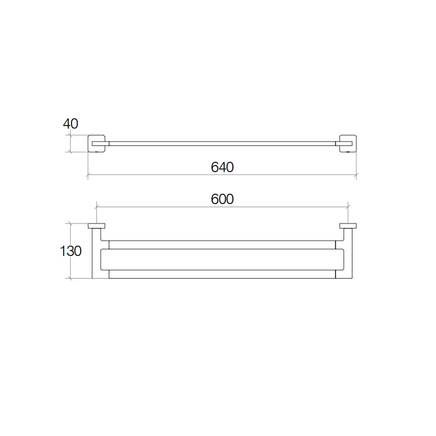 Porta asciugamani doppio in ottone da fissare a parete collezione Dado di Lineabeta - Metallo satinato 640mm