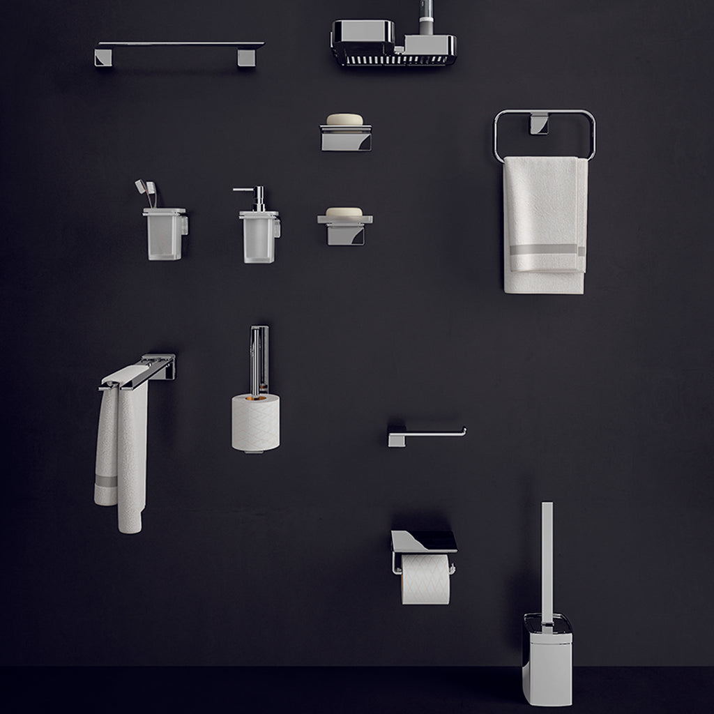 Portaoggetti rettangolare per doccia con appendini ad angolo in Acciaio AISI 304 Gedy serie Il Giglio - Cromato