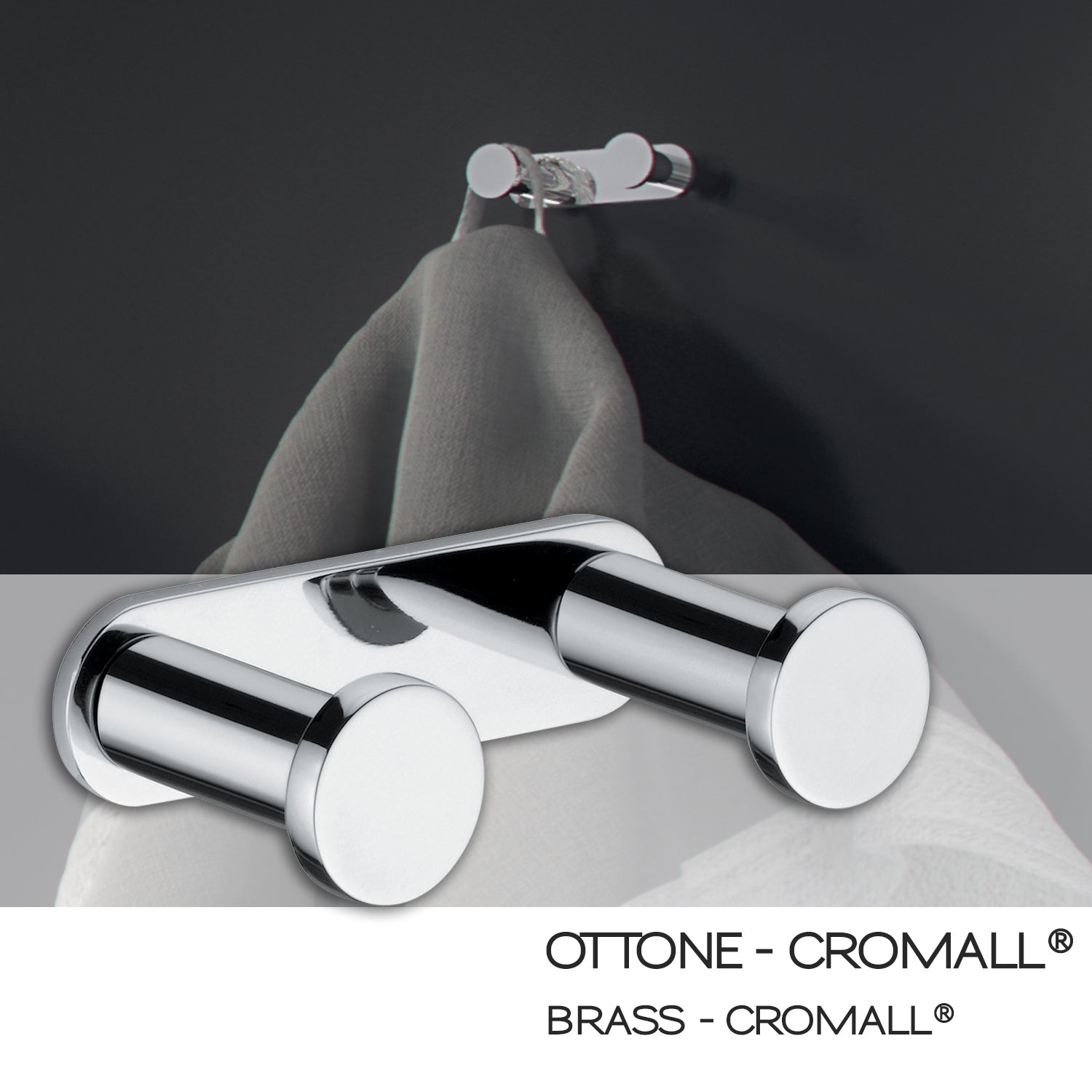 Appendiabiti doppio in ottone e Cromall Gedy serie Canarie - Cromato