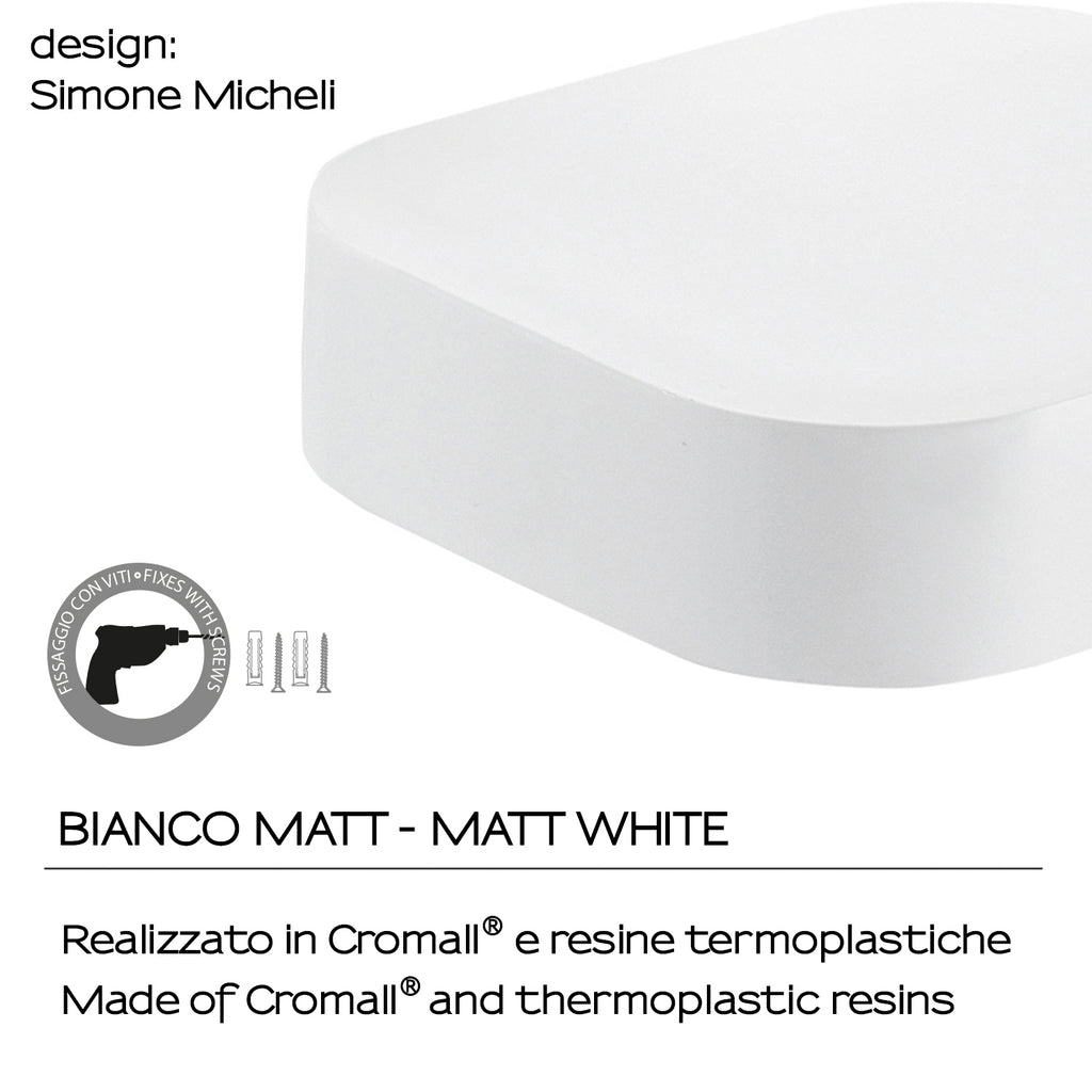 Portasapone inamovibile in Cromall Outline di Gedy - Bianco Matt