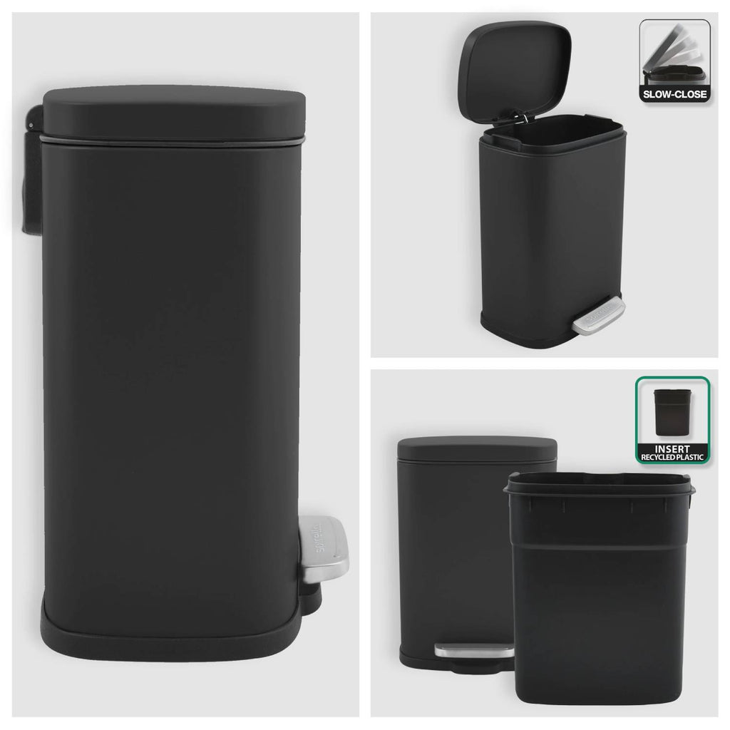Pattumiera a pedale modello Akira 5 Lt. colore nero opaco