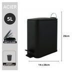 Pattumiera a pedale modello Erik 5Lt. colore nero opaco