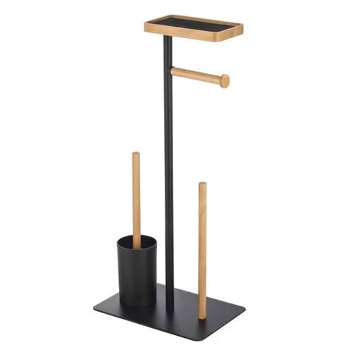 Piantana da bagno con Porta rotolo igienico modello Teiki colore nero opaco e bambÃ¹