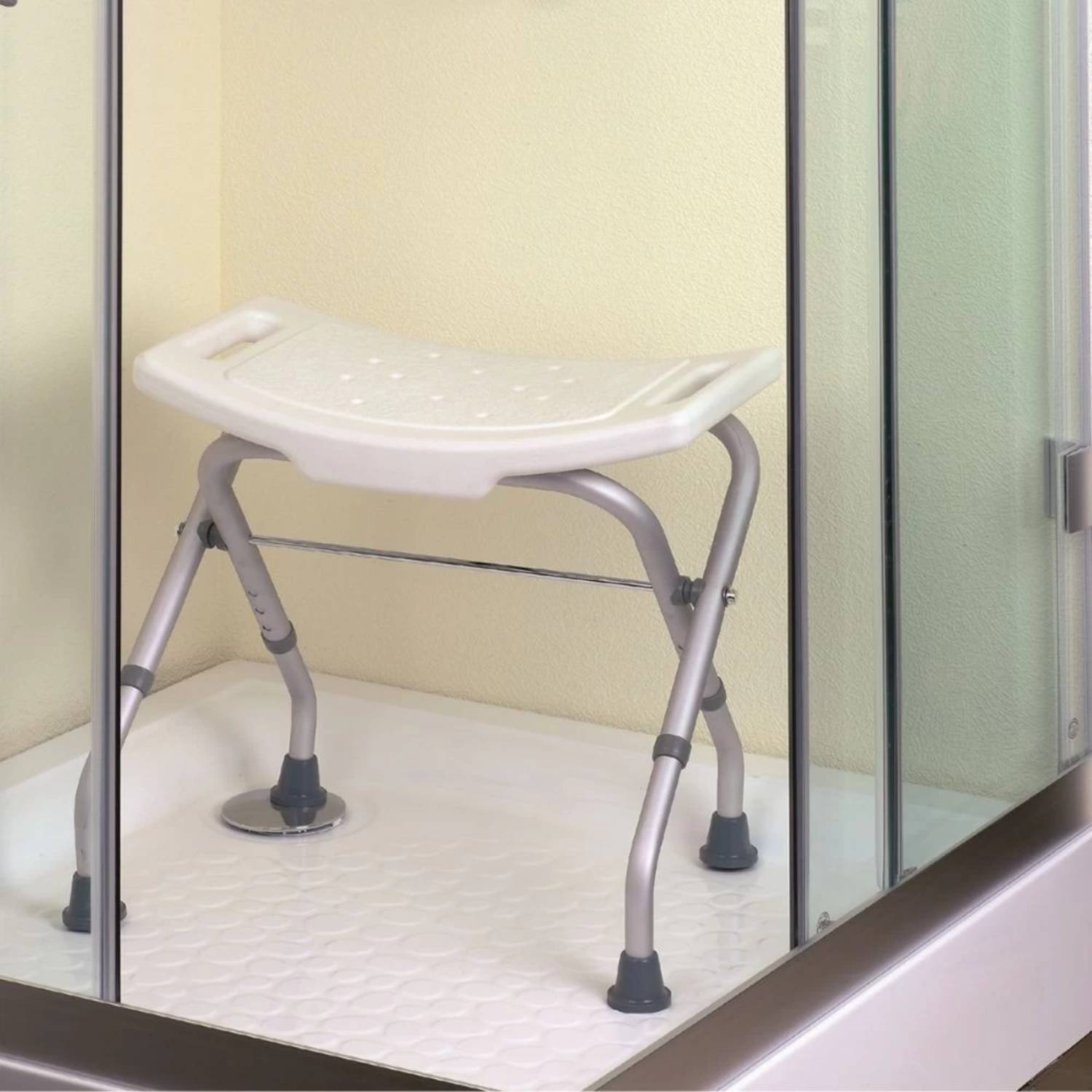 Sedile per doccia pieghevole e regolabile - Max 100 kg colore bianco