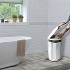 Cesto portabiancheria da 46 litri in acciaio inox colore bianco