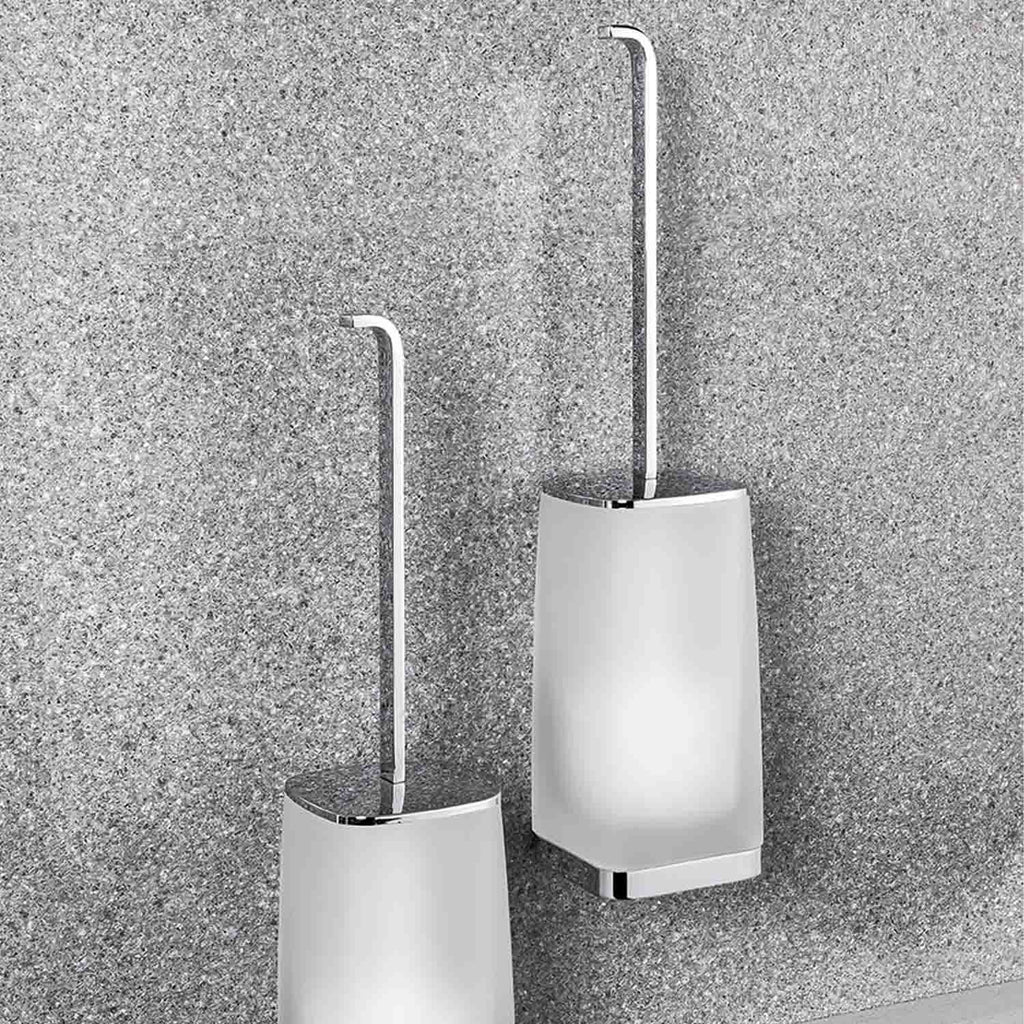 Porta scopino in ottone e vetro acidato collezione Time di Colombo Design