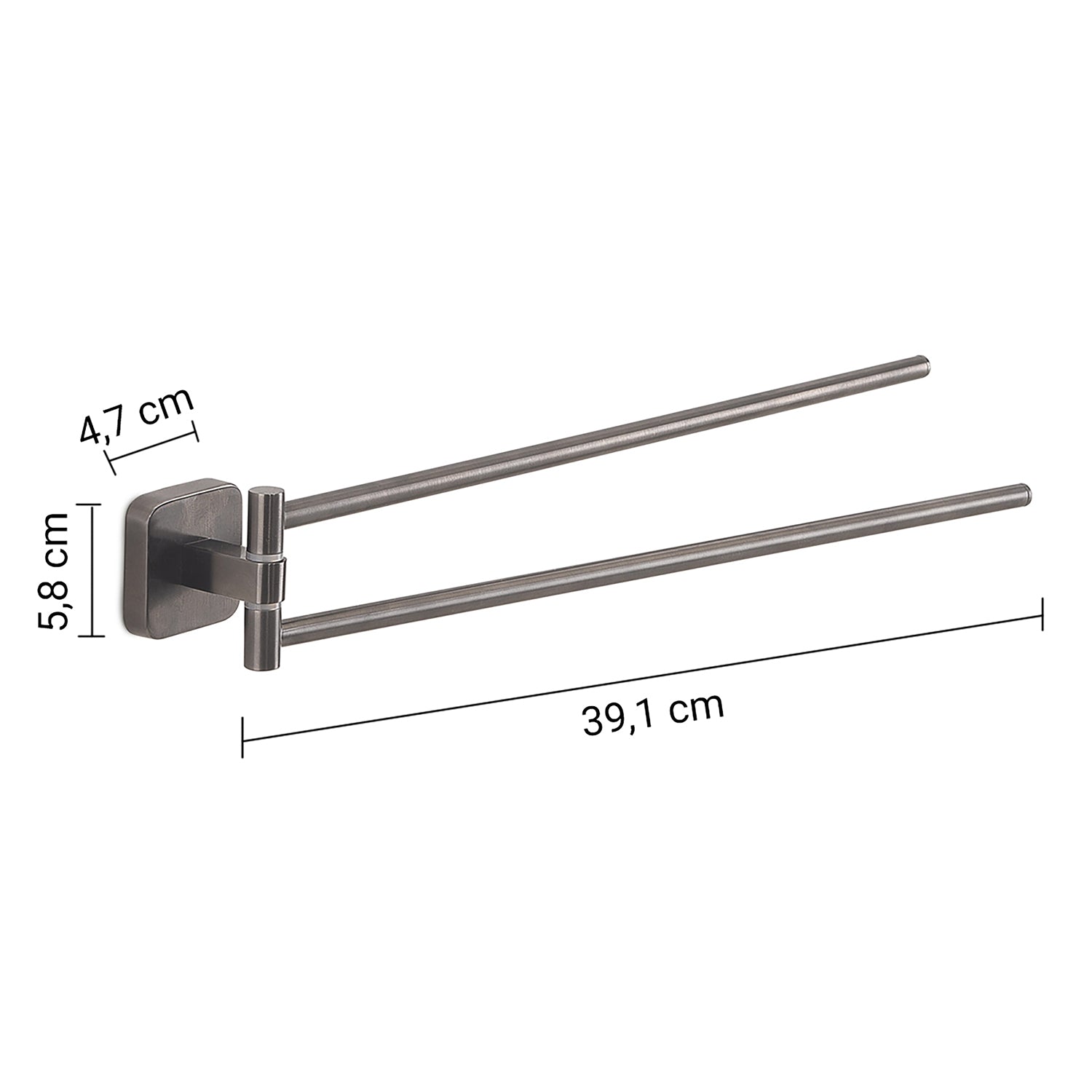 Portasalviette a snodo Gedy modello Tonga 4.7x39.1xH5.8 cm - Gun Metal