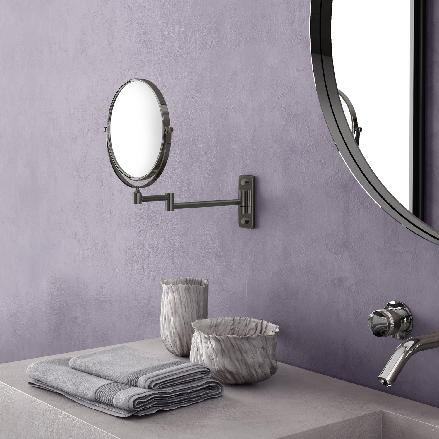 Specchio ingranditore Gaia di Gedy - Gun Metal