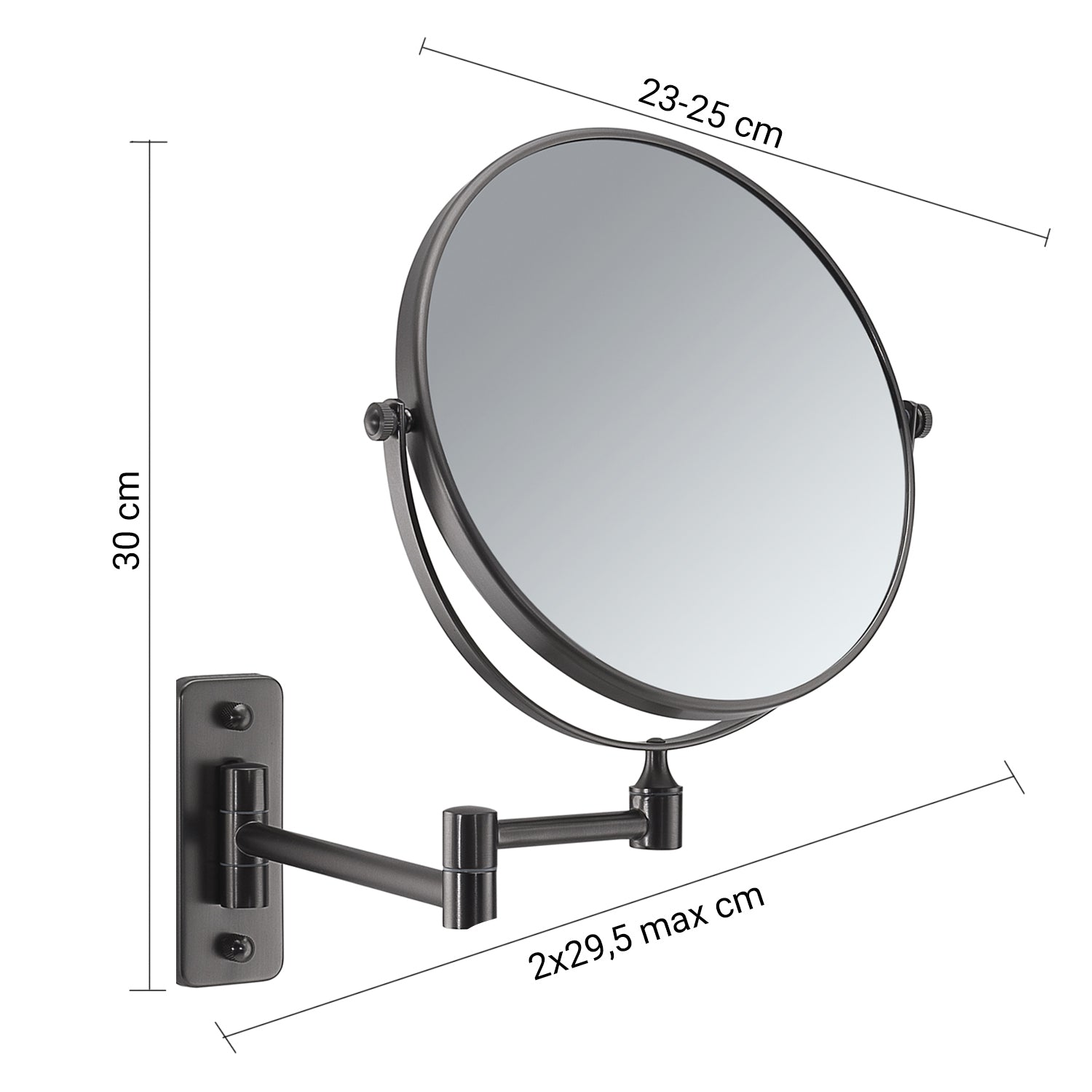 Specchio ingranditore Gaia di Gedy - Gun Metal
