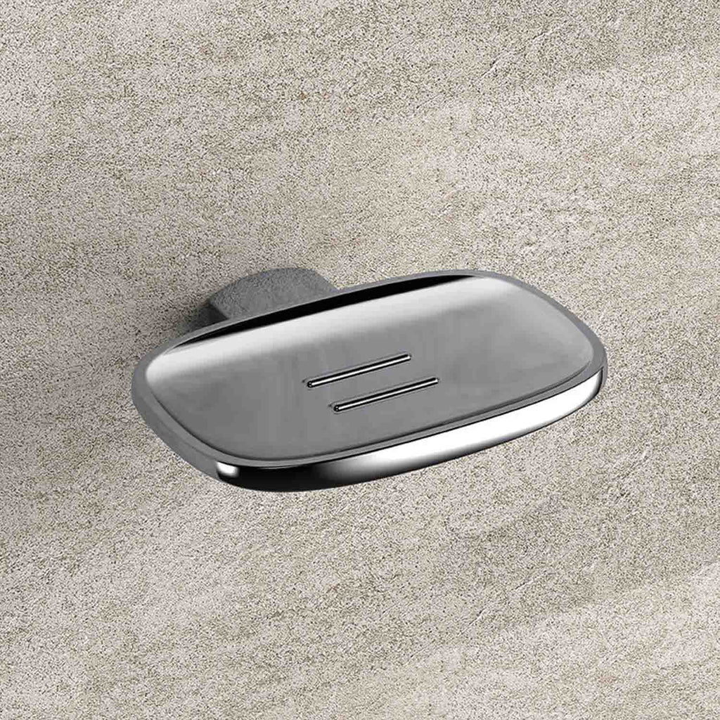 Porta sapone inamovibile in nero cromato collezione Trenta di Colombo Design