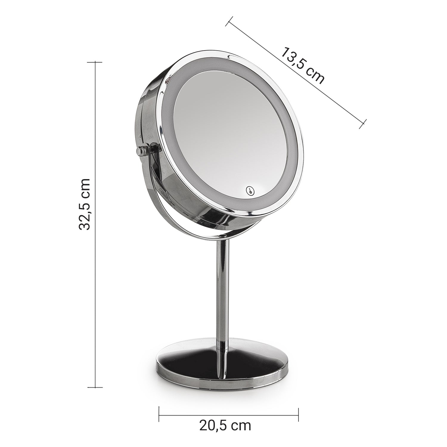 Specchio ingranditore bifacciale con luce LED Gemma di Gedy - Cromato