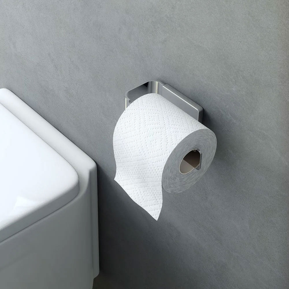 Porta rotolo a muro in acciaio cromato della collezione 'Line' by Cosmic - cm 15