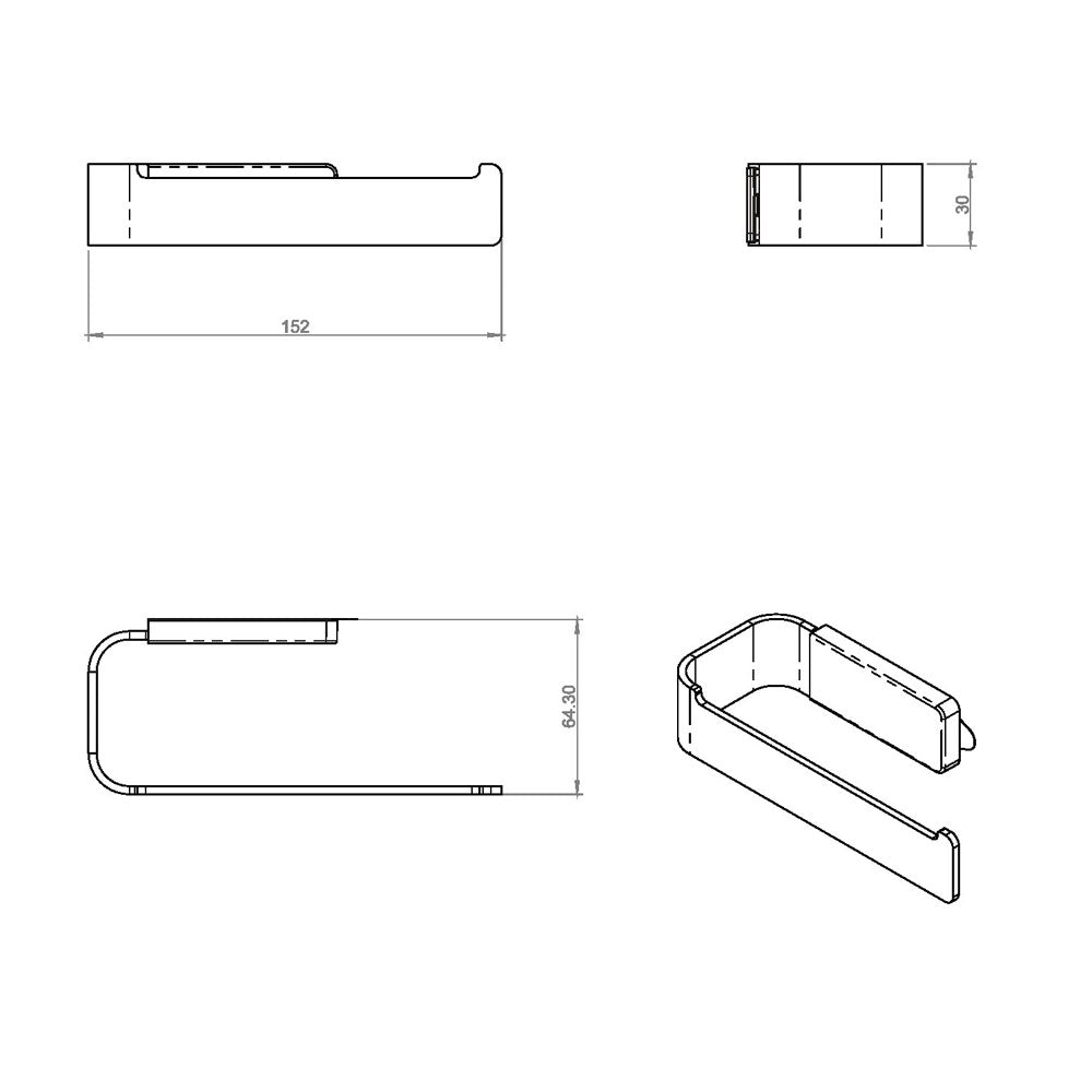Porta rotolo a muro in acciaio cromato della collezione 'Line' by Cosmic - cm 15
