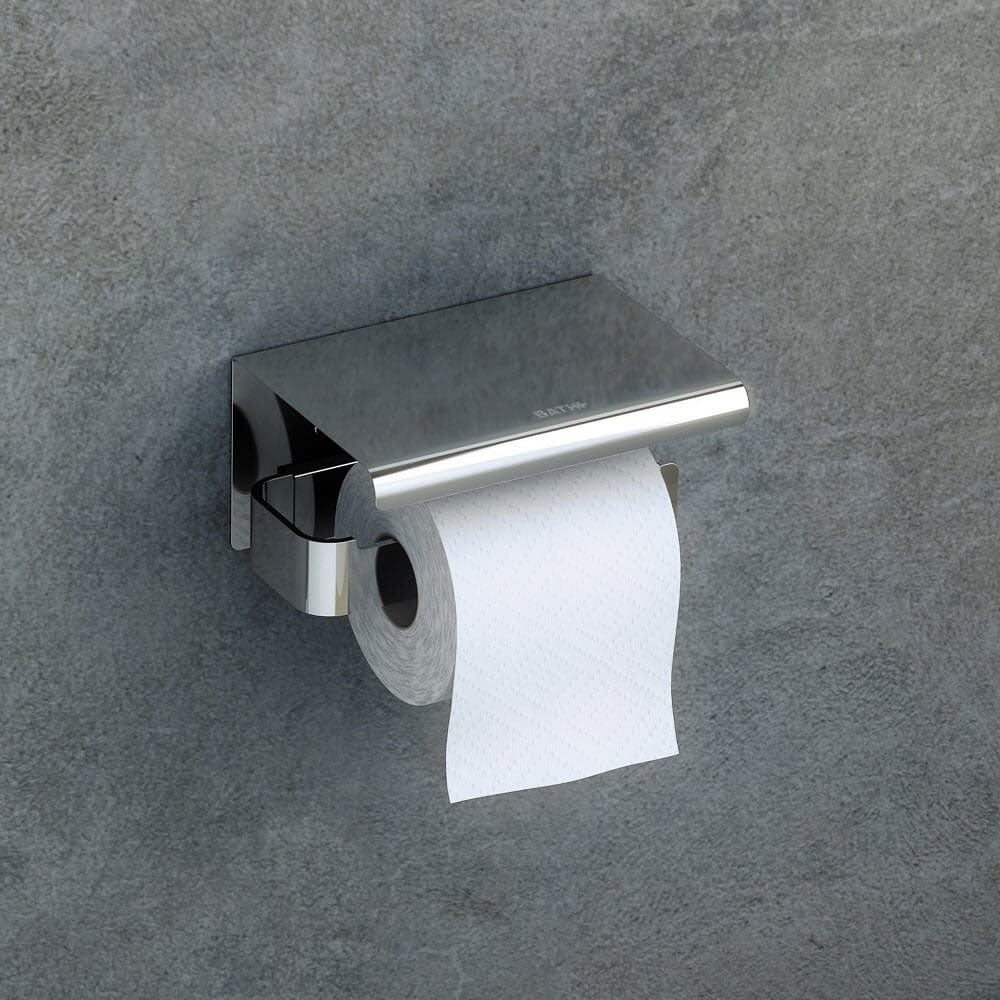 Porta rotolo a muro in acciaio cromato della collezione 'Line' by Cosmic - cm 15