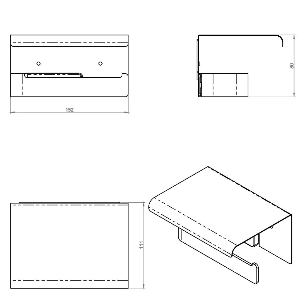 Porta rotolo a muro in acciaio cromato della collezione 'Line' by Cosmic - cm 15