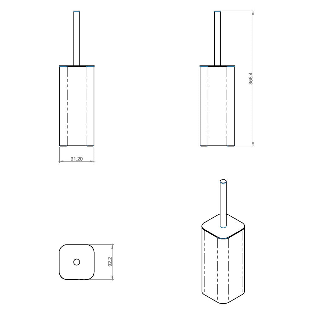 Porta scopino a terra in acciaio cromato della collezione 'Line' by Cosmic - cm 9