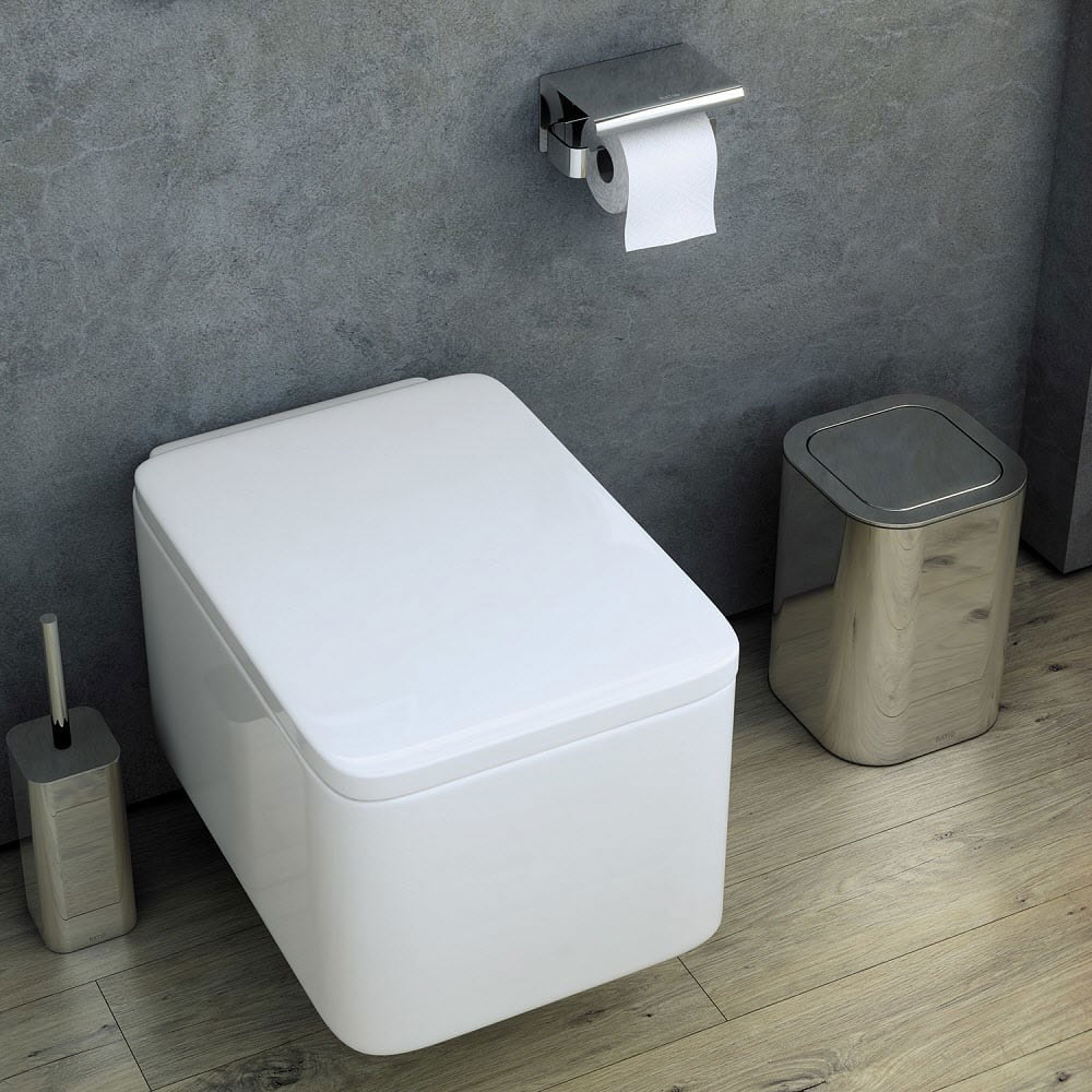 Cestino gettacarta da bagno in acciaio inox lucido della collezione 'Line' by Cosmic - cm 20