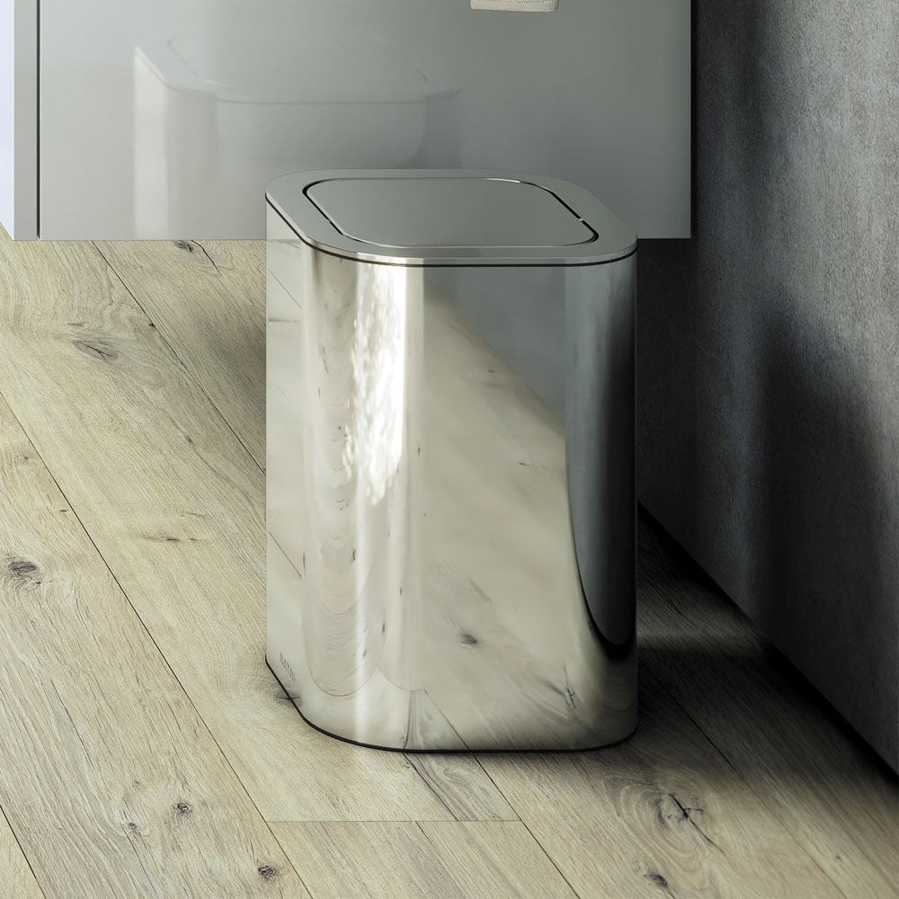 Cestino gettacarta da bagno in acciaio inox lucido della collezione 'Line' by Cosmic - cm 20